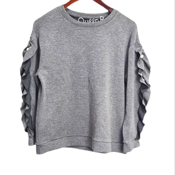 El Shaddai Women's Long Sleeve Gray Shirt With Embroidered Pearls Size Large - Picture 1 of 6
